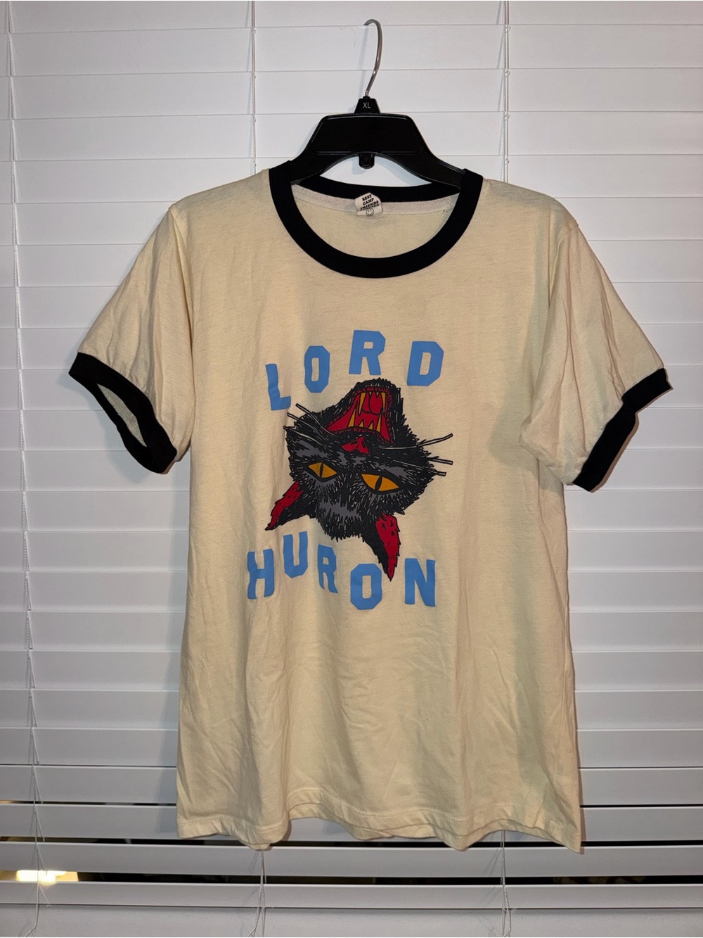 Lord Huron Band Tour Shirt Alternative Indie Cream Ringer Black Cat Medium